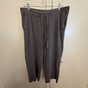 Barefoot Dreams CozyChic Ultra Lite Ribbed Wide Leg Gray Sweatpants Size Large